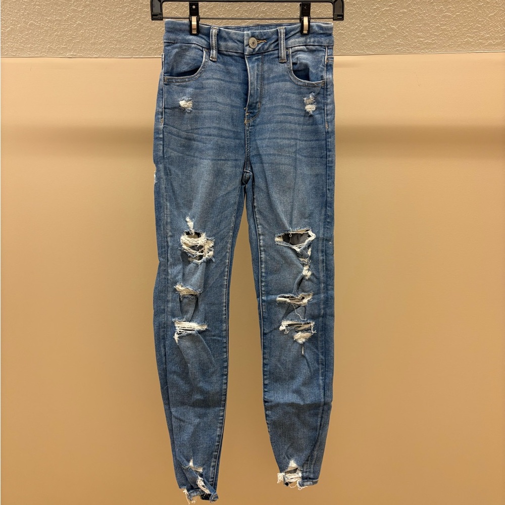 American Eagle Outfitters Ripped Blue Jeggings